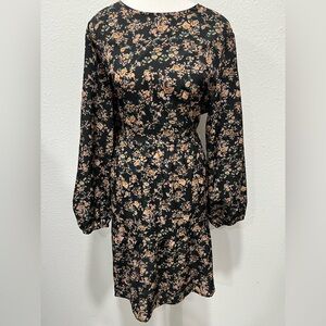 Floral Balloon Sleeve Dress EUC